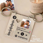 Custom Spotify Keychain Personalized with Picture and Scannable Music Code for Couples and Boyfriend Gift