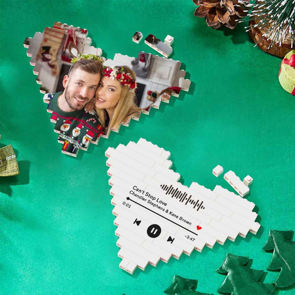 Custom Photo Block Puzzle Heart Shaped Personalized Building Brick