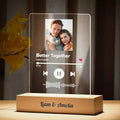 Personalized Song Plaque Night Light with Engraved Wooden Base and Scannable Photo
