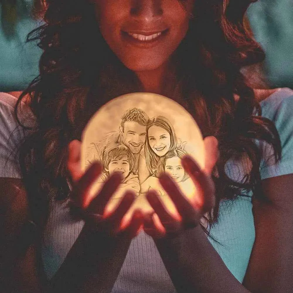 Custom Moon Lamp 3D Printed Photo Lunar Light - Ideal Christmas Gift for Family