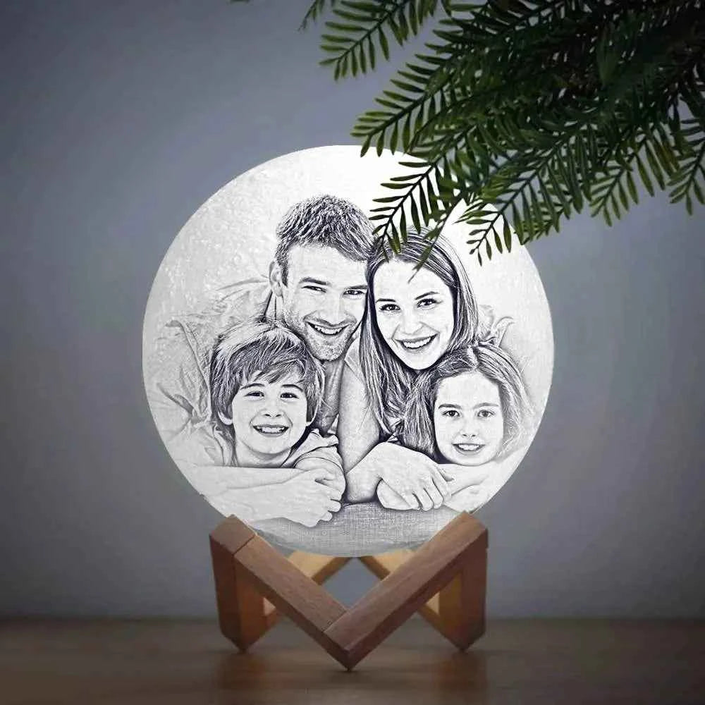 Custom Moon Lamp 3D Printed Photo Lunar Light - Ideal Christmas Gift for Family