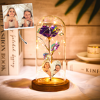 Custom Heart-Shaped Rose Night Light - Colorful Simulation Eternal Rose Flower in Glass Dome