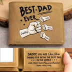 Best Dad Ever Personalized Leather Wallet - Custom Personalized Leather Wallet for Dad