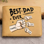 Best Dad Ever Personalized Leather Wallet - Custom Personalized Leather Wallet for Dad