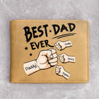 Best Dad Ever Personalized Leather Wallet - Custom Personalized Leather Wallet for Dad