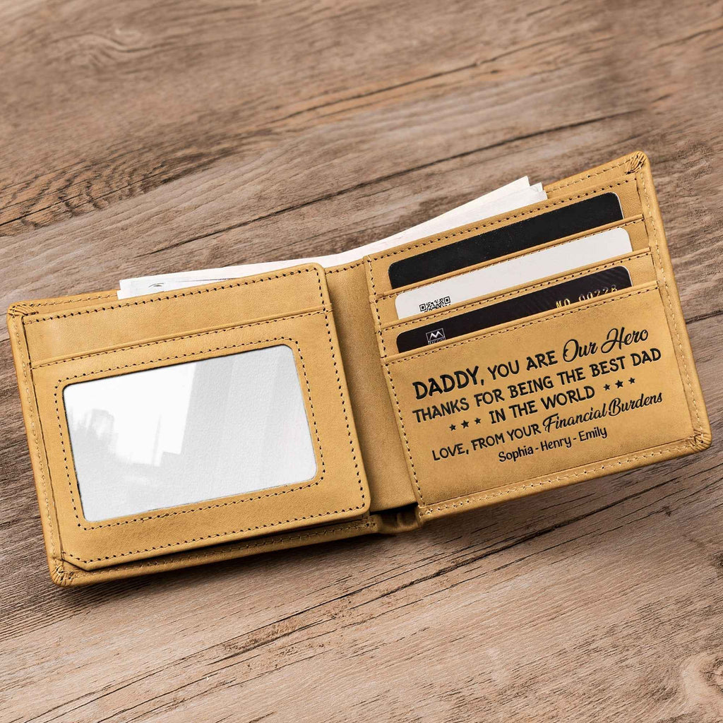 Best Dad Ever Personalized Leather Wallet - Custom Personalized Leather Wallet for Dad