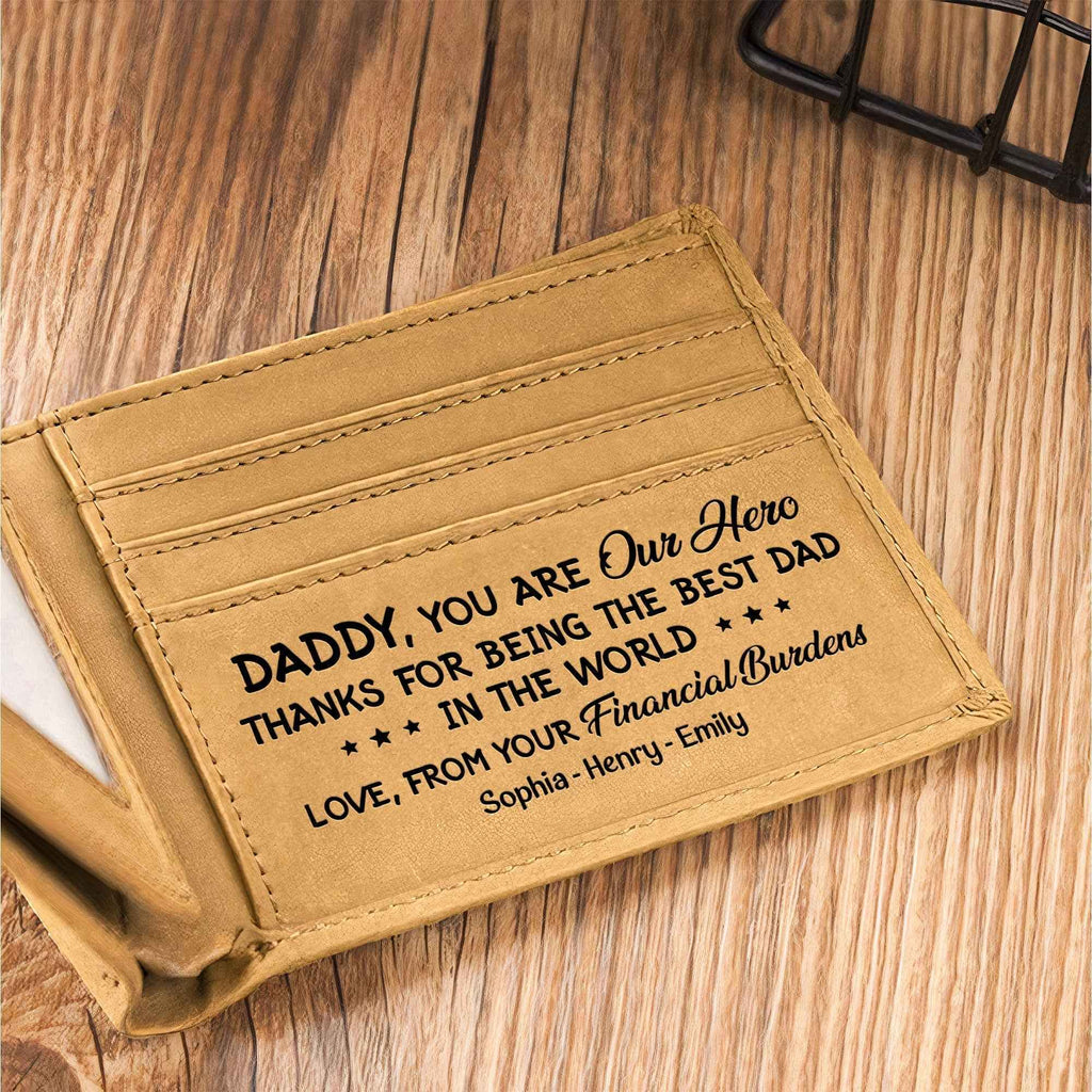 Best Dad Ever Personalized Leather Wallet - Custom Personalized Leather Wallet for Dad