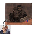 Custom Leather Wallet - Dark Brown PU Personalized Photo Wallet for Birthday & Valentine’s Day Gift