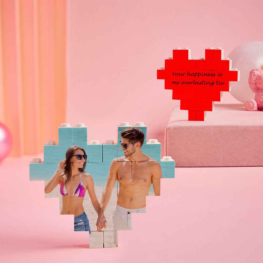 Custom Photo Block Puzzle Heart Shaped Personalized Building Brick