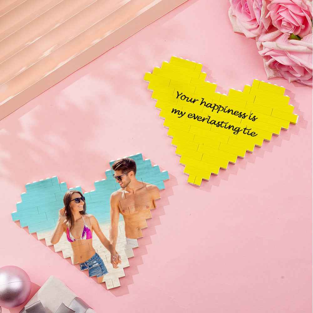 Custom Photo Block Puzzle Heart Shaped Personalized Building Brick