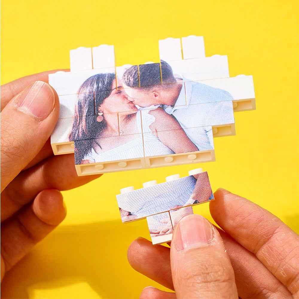 Custom Photo Block Puzzle Heart Shaped Personalized Building Brick
