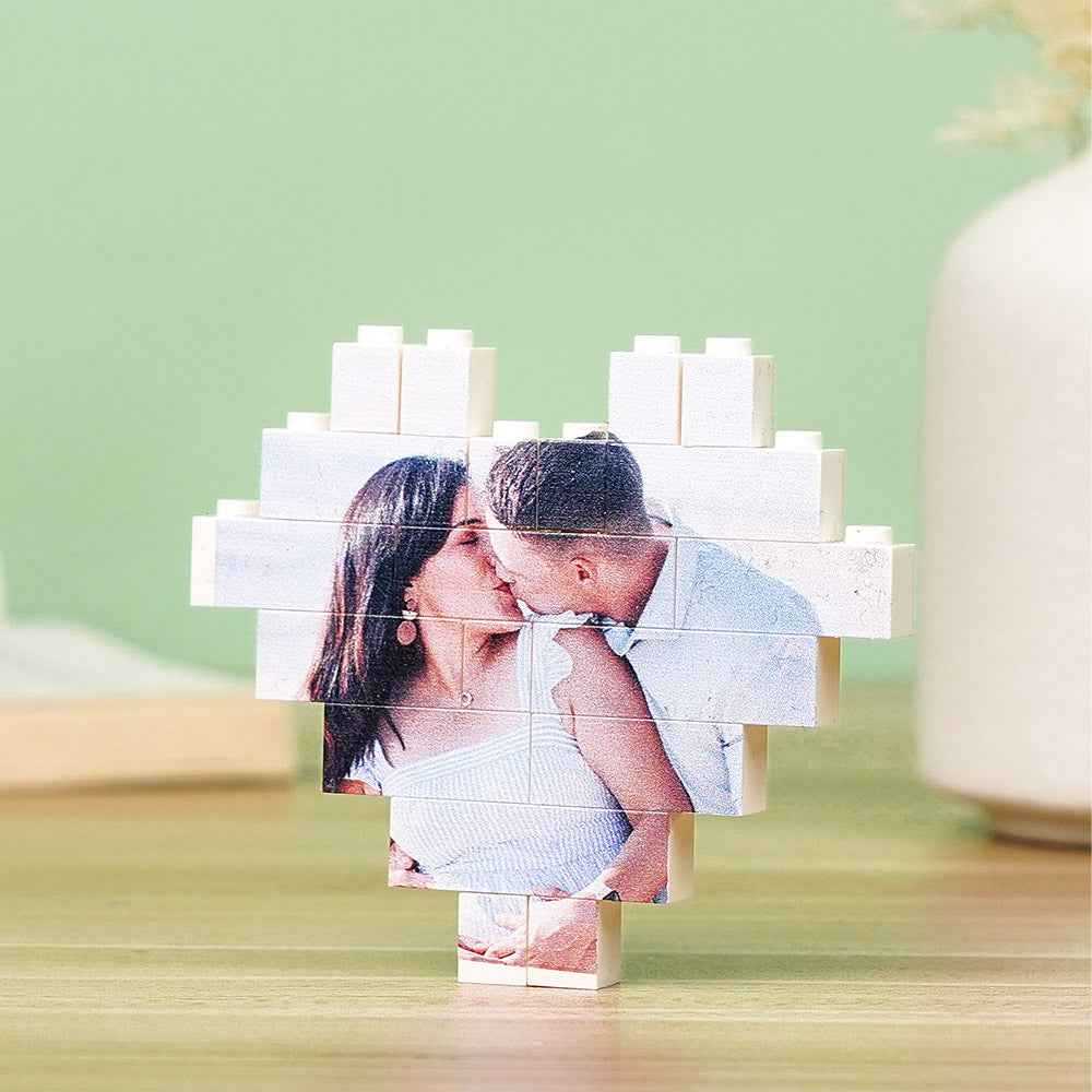 Custom Photo Block Puzzle Heart Shaped Personalized Building Brick