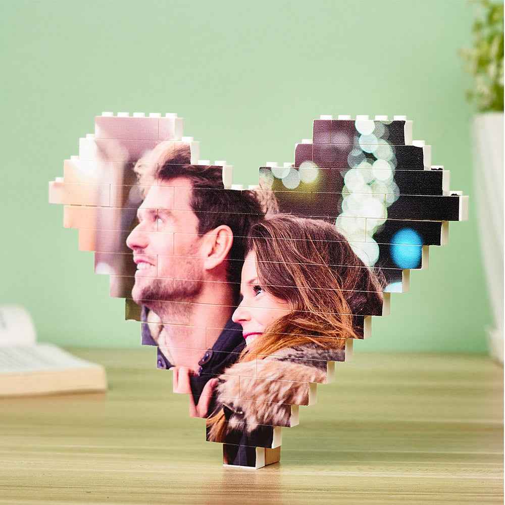 Custom Photo Block Puzzle Heart Shaped Personalized Building Brick