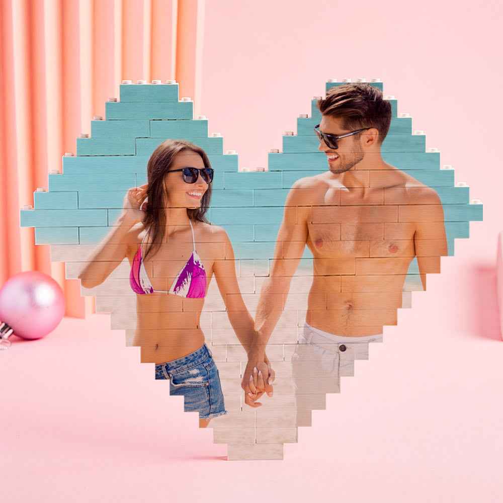 Custom Photo Block Puzzle Heart Shaped Personalized Building Brick