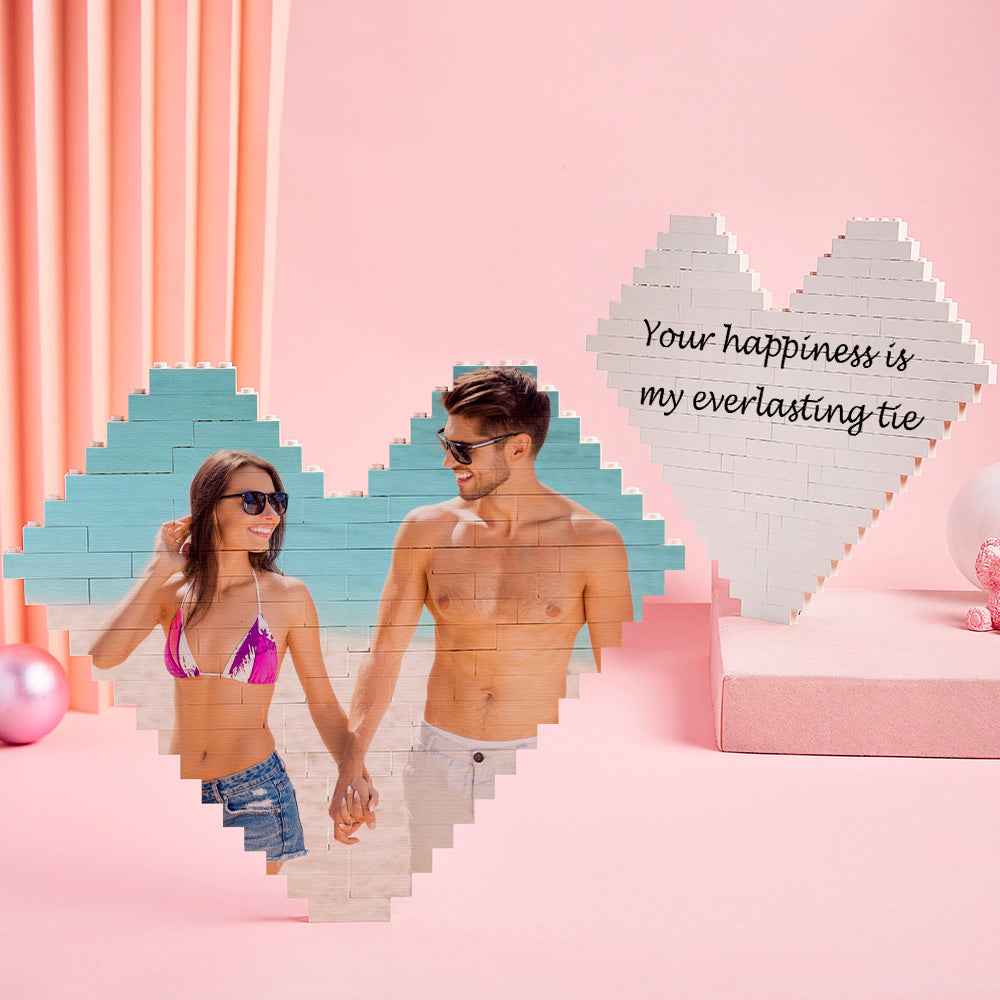 Custom Photo Block Puzzle Heart Shaped Personalized Building Brick