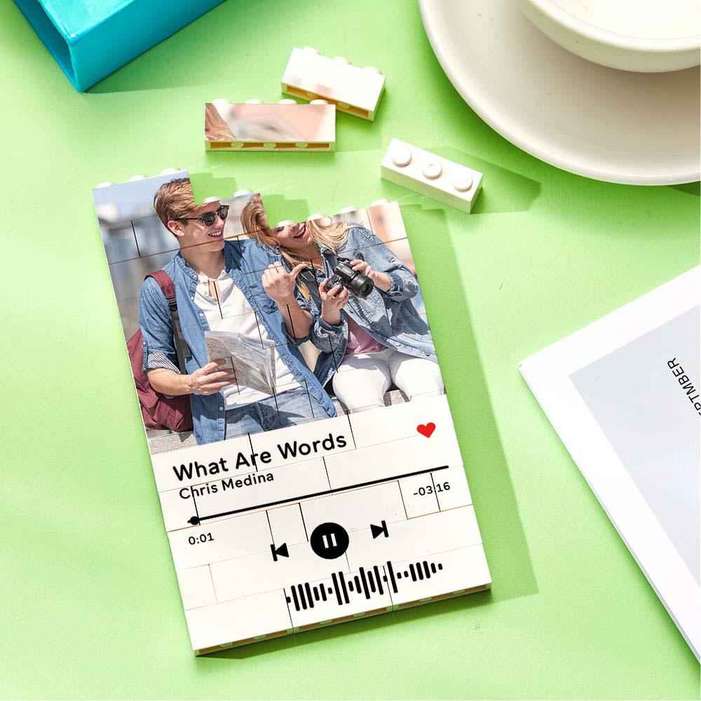 Personalized Building Brick Photo Block with Music Code for Unique Gifts
