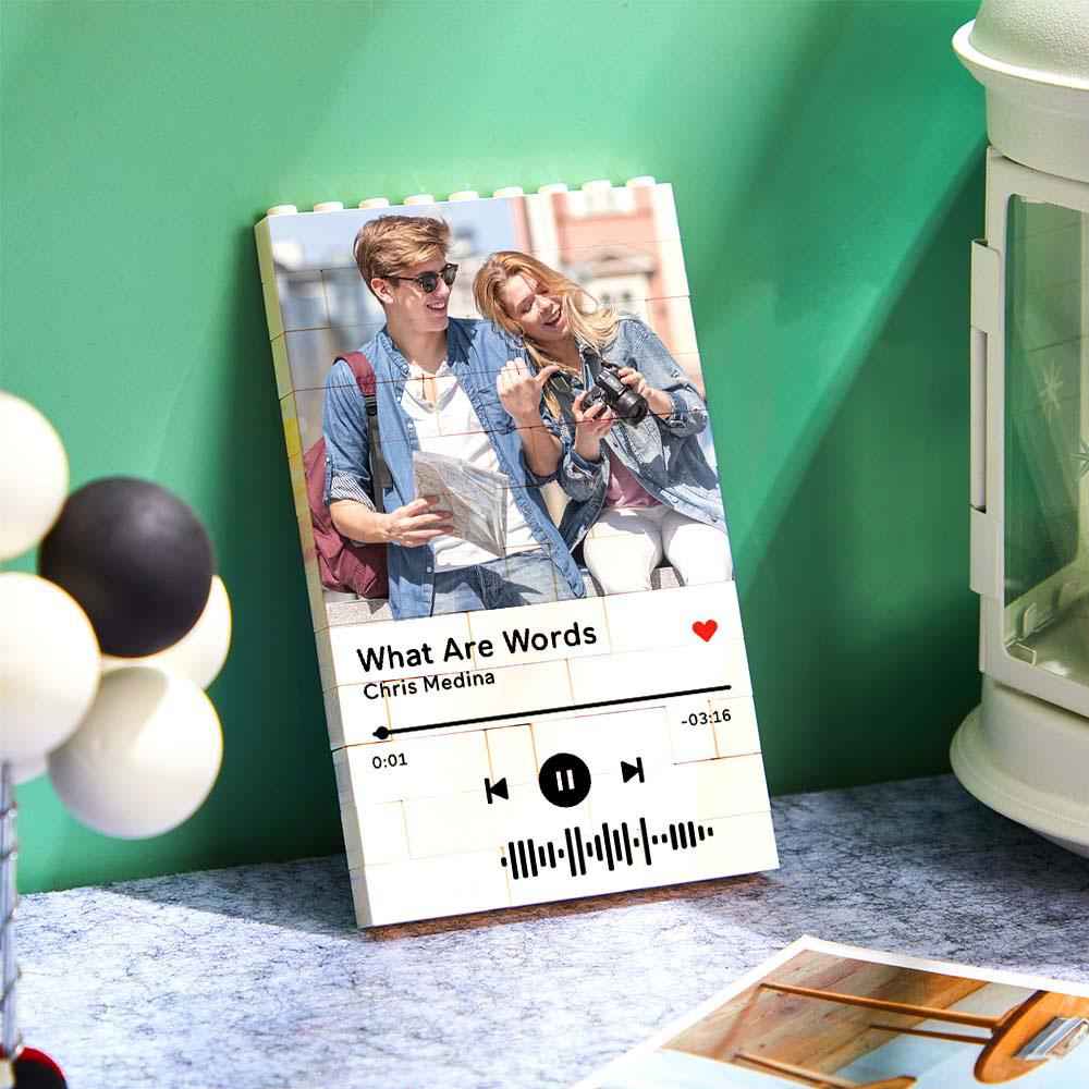 Personalized Building Brick Photo Block with Music Code for Unique Gifts