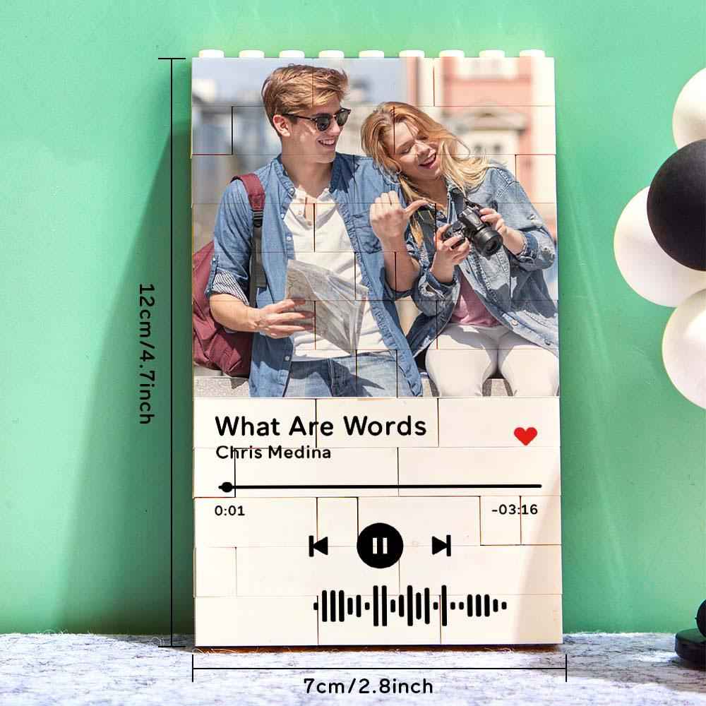 Personalized Building Brick Photo Block with Music Code for Unique Gifts