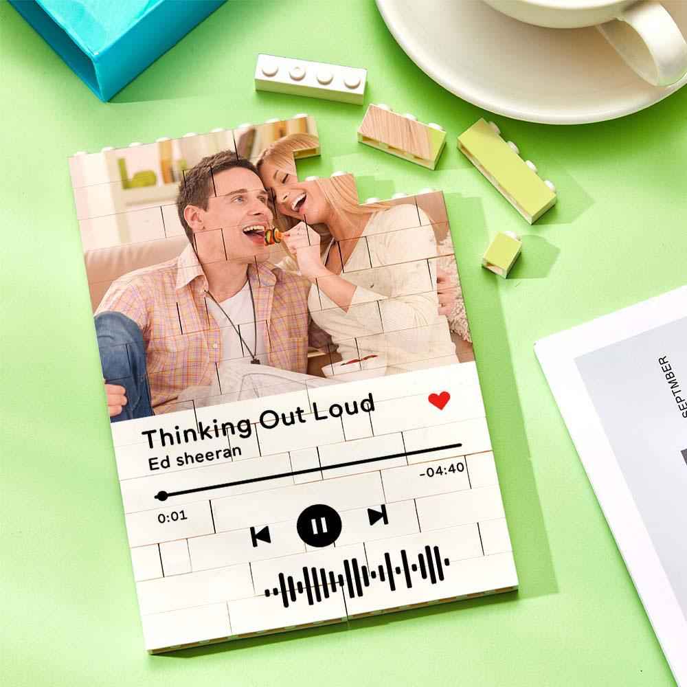 Personalized Building Brick Photo Block with Music Code for Unique Gifts