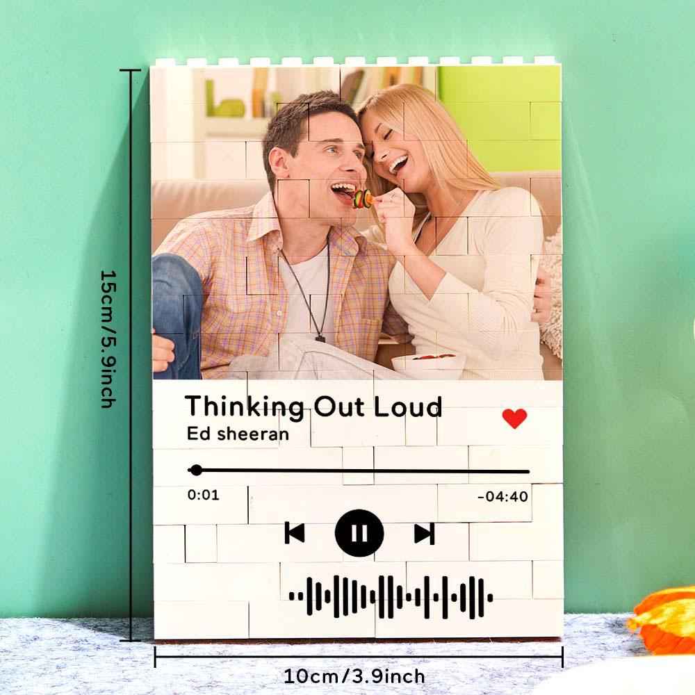 Personalized Building Brick Photo Block with Music Code for Unique Gifts
