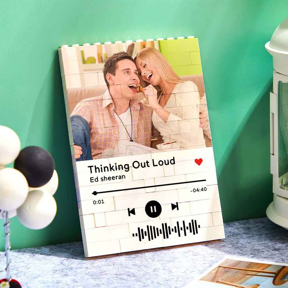Personalized Building Brick Photo Block with Music Code for Unique Gifts