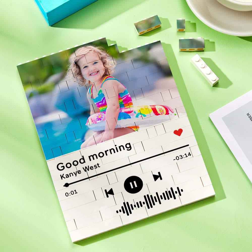Personalized Building Brick Photo Block with Music Code for Unique Gifts