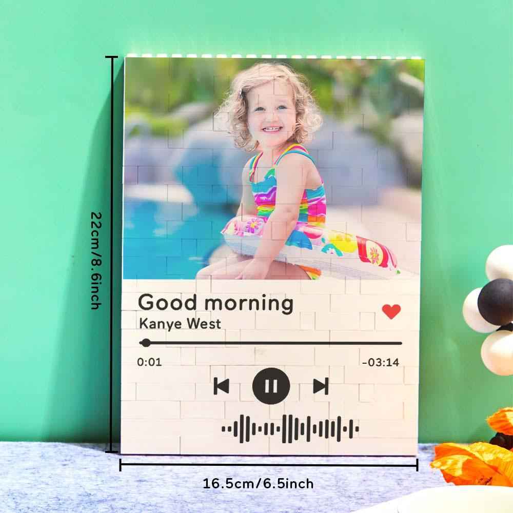 Personalized Building Brick Photo Block with Music Code for Unique Gifts