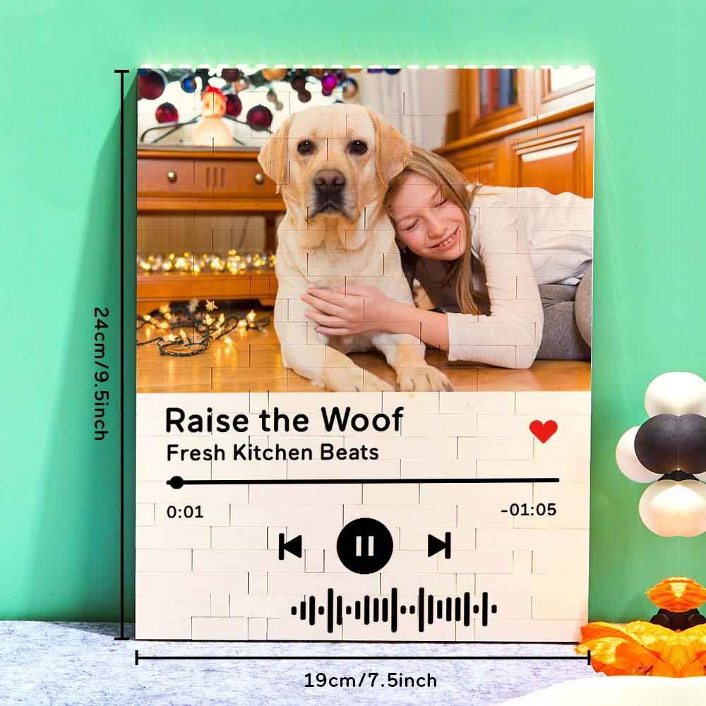 Personalized Building Brick Photo Block with Music Code for Unique Gifts