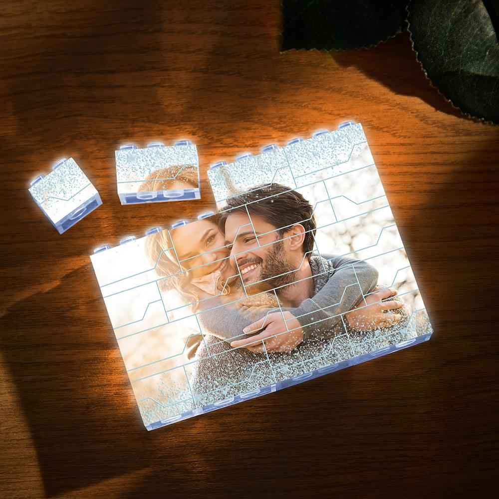 Custom LED Light Photo Block - White Light Up Building Brick