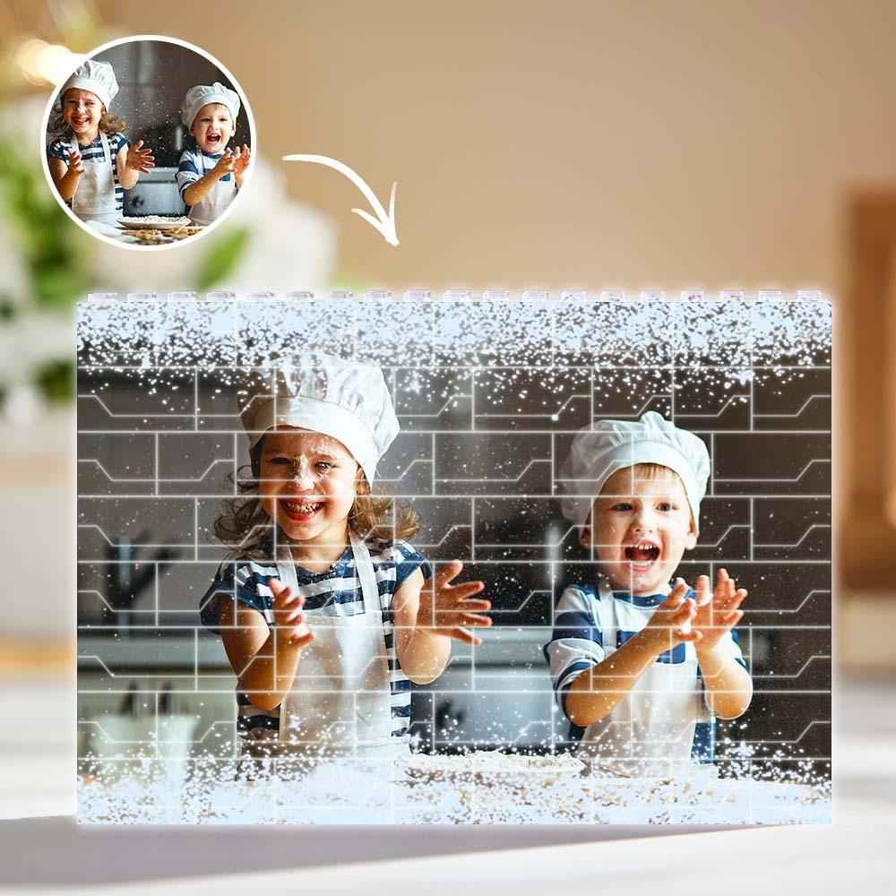 Custom LED Light Photo Block - White Light Up Building Brick