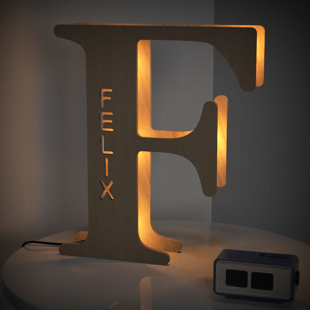 Personalized Wooden Letter Night Light 28CM for Unique Home Decor