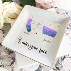 I Miss Your Face Custom Multiple States Personalized Jewelry Dish - Custom Jewelry Dish