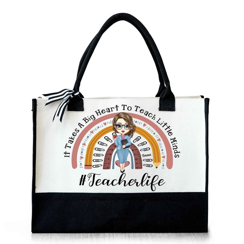 It Takes A Big Heart To Shape Little Minds Personalized Teacher Tote Bag