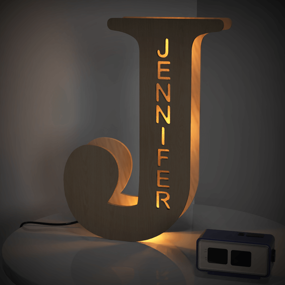 Personalized Wooden Letter Night Light 28CM for Unique Home Decor