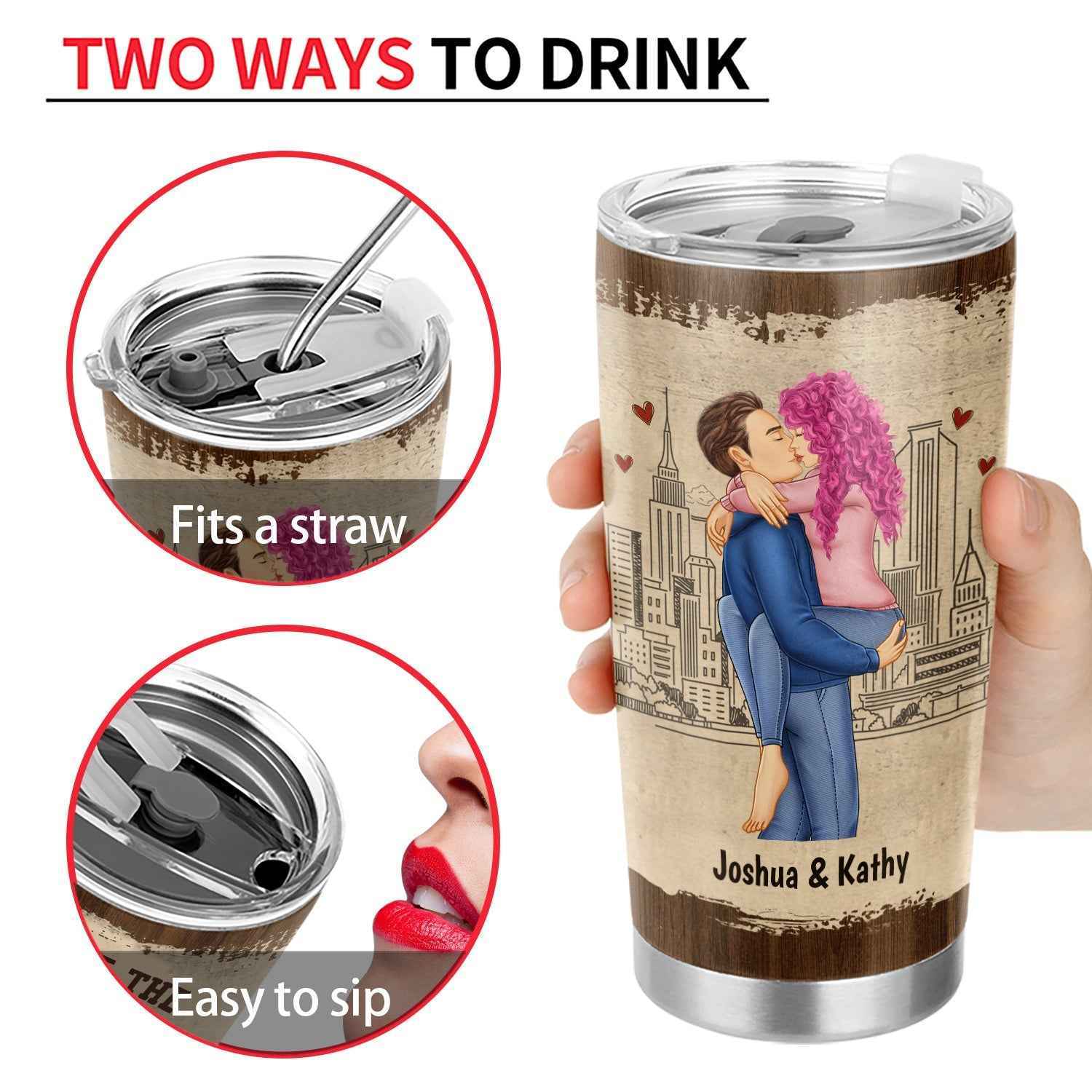 Kissing Couple Tumbler - Best Gift for Couples - Personalized Drinkware