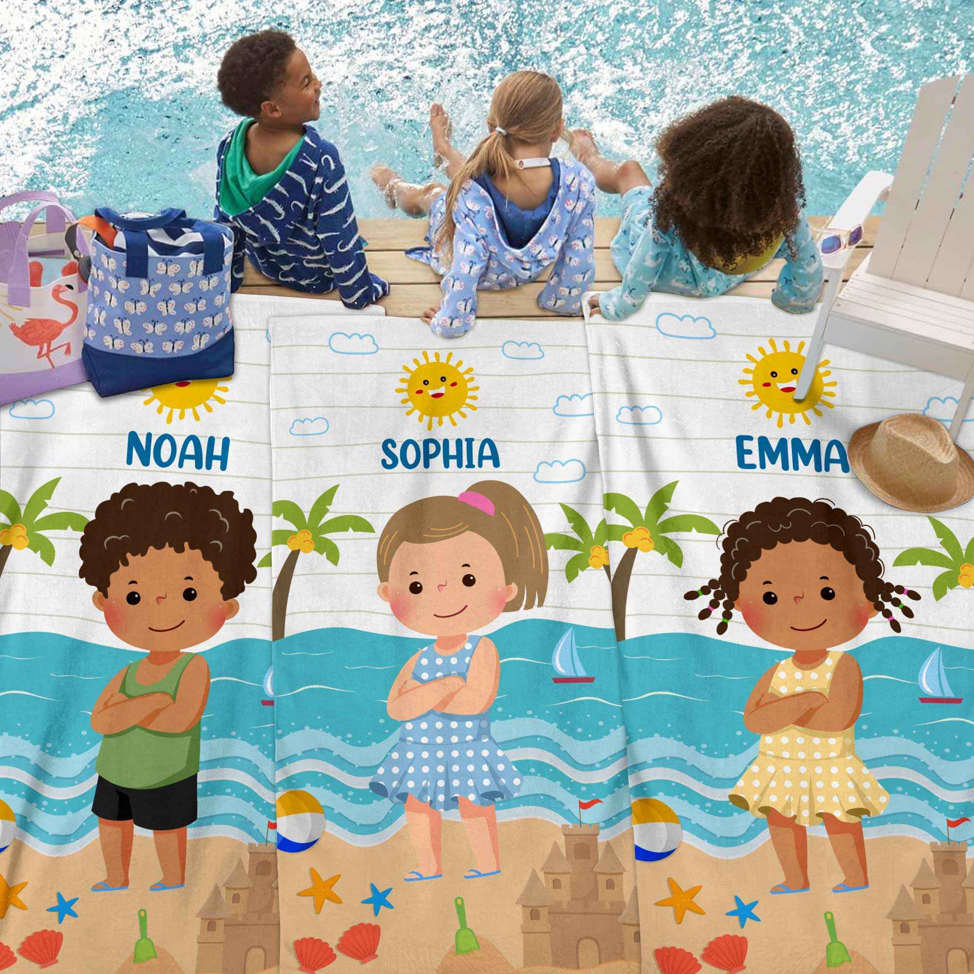 Kid On The Beach Personalized Beach Towel for Kids