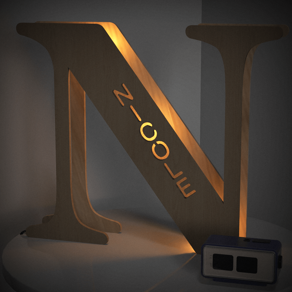 Personalized Wooden Letter Night Light 28CM for Unique Home Decor