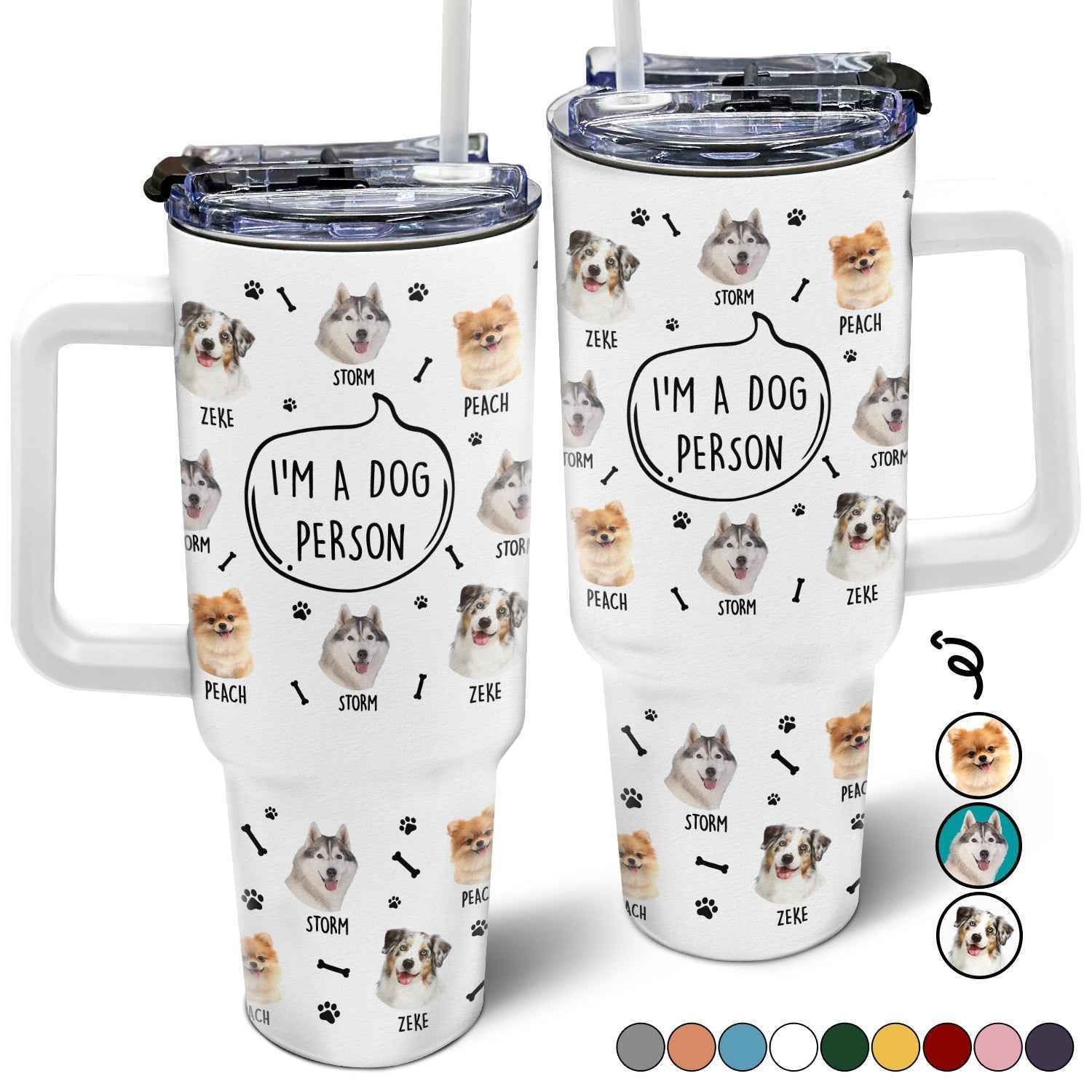 Custom Dog Lover Tumbler - Personalized 40oz Photo Gift for Dog Moms, Dads, and Dog Lovers with Straw