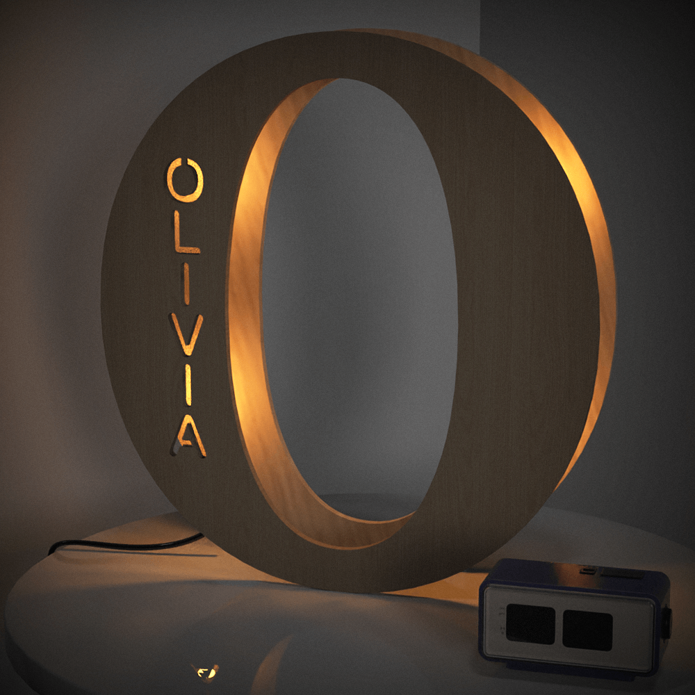 Personalized Wooden Letter Night Light 28CM for Unique Home Decor