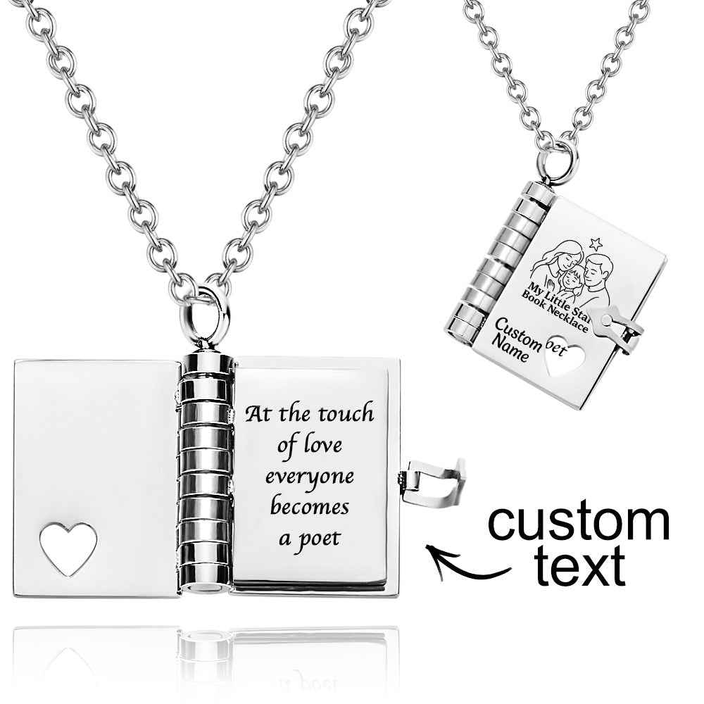 Personalized Star Book Necklace - A Letter to My Daughter in a Locket, Adjustable Pendant with Message Inside, Meaningful Jewelry