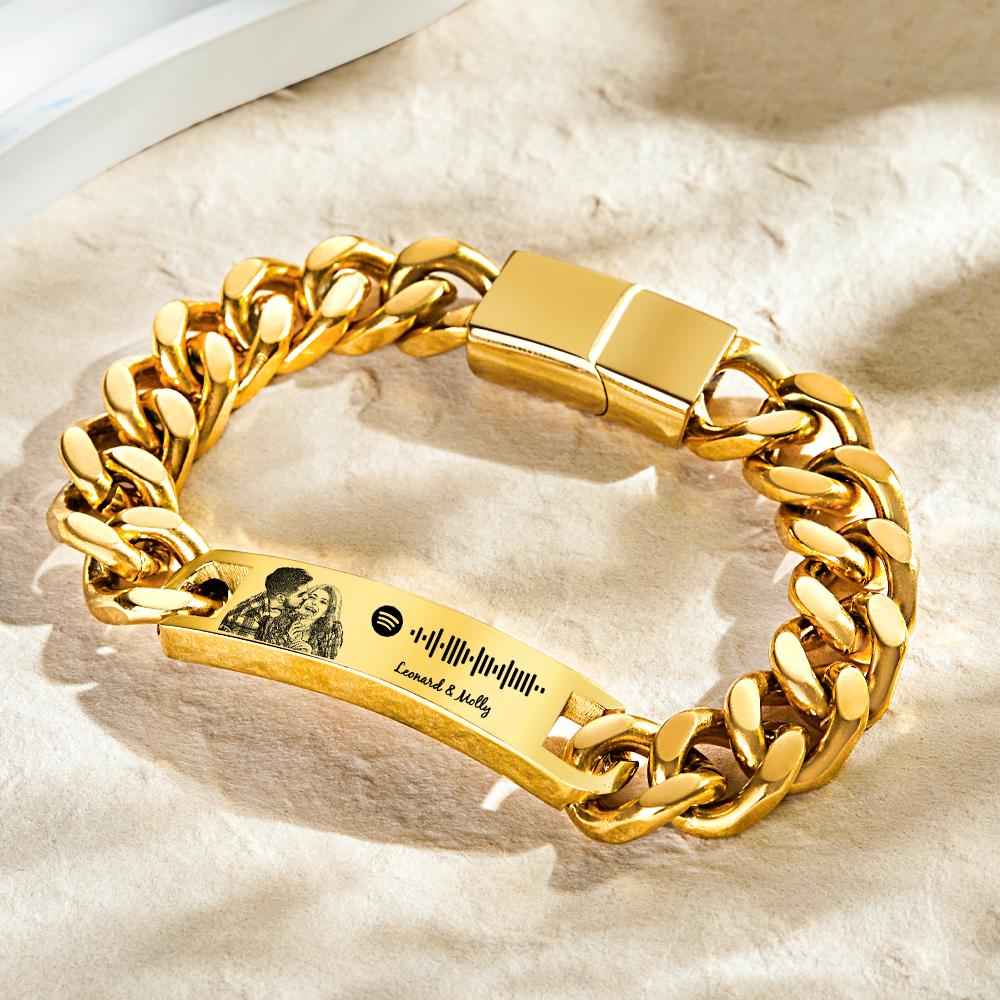 Personalized Spotify Code Bracelet with Your Photo - Perfect Anniversary Gift for Him