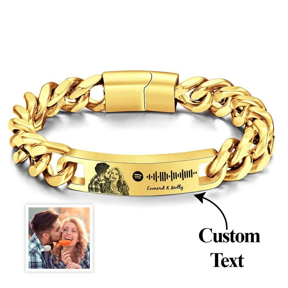 Personalized Spotify Code Bracelet with Your Photo - Perfect Anniversary Gift for Him