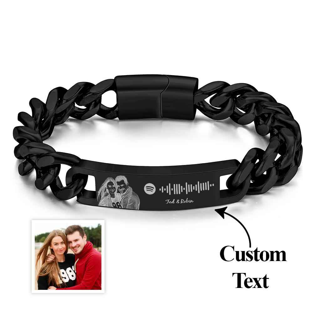 Personalized Spotify Code Bracelet with Your Photo - Perfect Anniversary Gift for Him