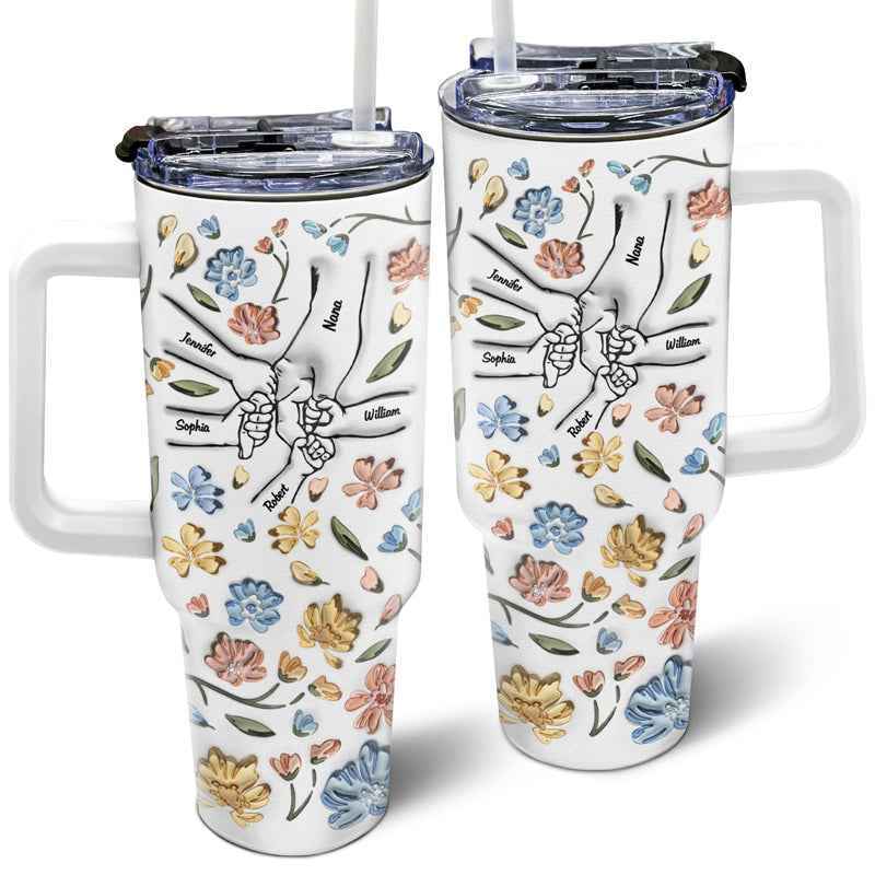 Hand In Hand, I Will Always Protect You Personalized Tumbler Gift for Mom - 3D Inflated Effect Printed Cup, 40oz Tumbler With Straw