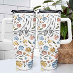 Hand In Hand, I Will Always Protect You Personalized Tumbler Gift for Mom - 3D Inflated Effect Printed Cup, 40oz Tumbler With Straw