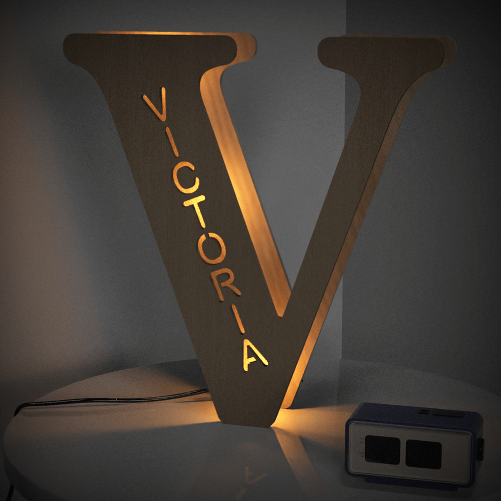 Personalized Wooden Letter Night Light 28CM for Unique Home Decor