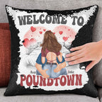 Welcome To Poundtown Pillow - Custom Sequin Gift for Boyfriends, Girlfriends, and Couples