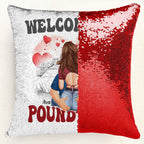 Welcome To Poundtown Pillow - Custom Sequin Gift for Boyfriends, Girlfriends, and Couples