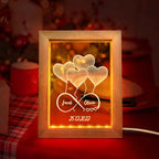 Custom Infinity Night Light Personalized Name 3D Heart Lamp with Wooden Frame