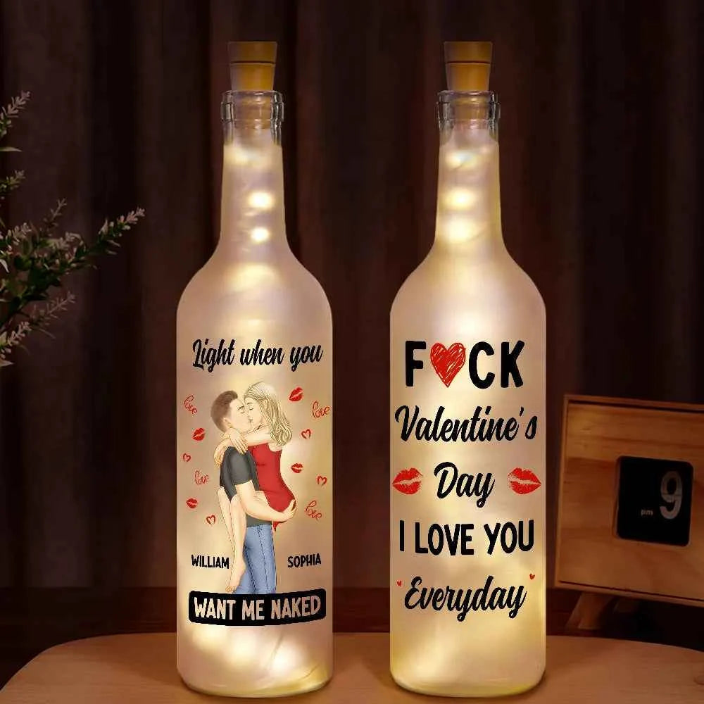 Kissing Couple Personalized Bottle Light - I Love You Everyday Always Be By Your Side